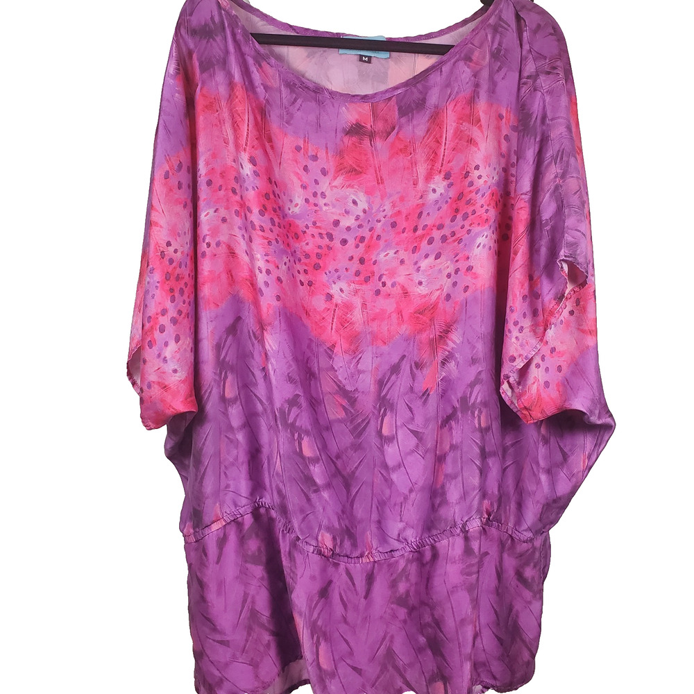 Luxe Silk Chiffon Tunic M Fairycore Whimsical Semi Sheer Drape Sleeve